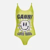 Ganni Women's Recycled Graphic Smiley Face Swimsuit - Blazing Yellow - Image 1