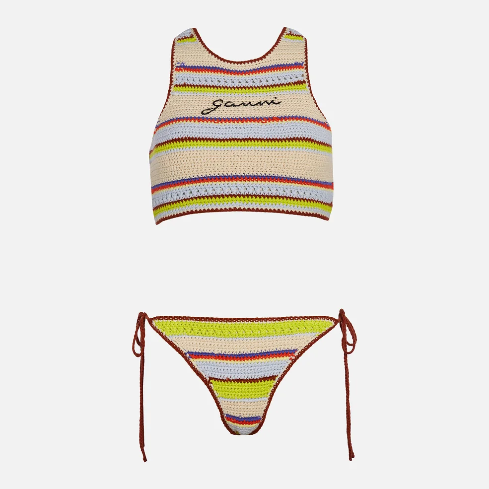 Ganni Women's Crochet Swimwear Top - Multicolour Image 1