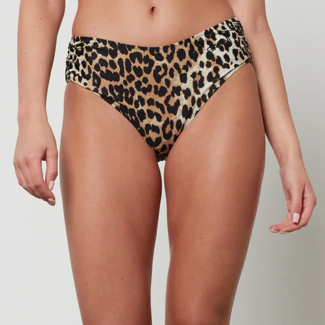 Ganni Leopard-Print Recycled Bikini Bottoms