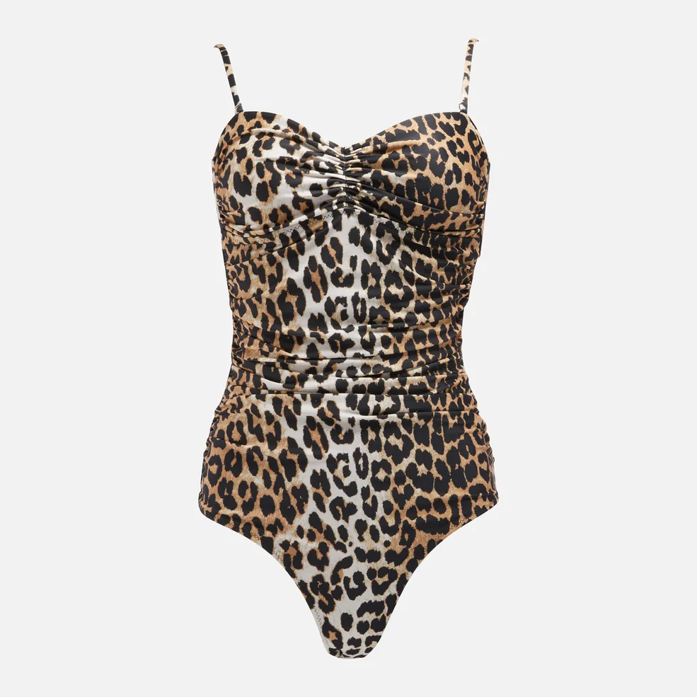 Ganni Women's Recycled Printed Core Swimsuit - Leopard Image 1