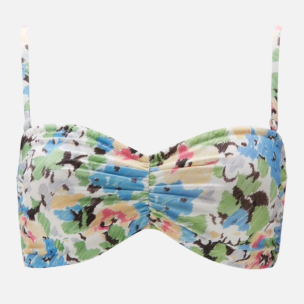 Ganni Women's Recycled Printed Floral Bikini Top - Floral Azure Blue Image 1
