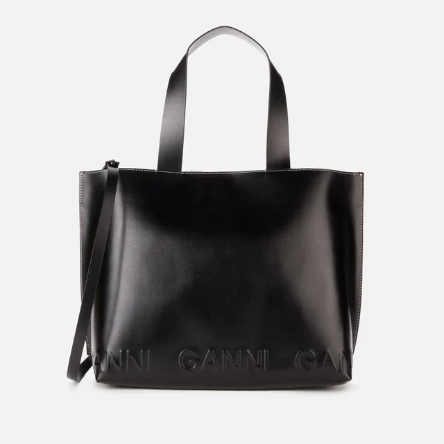 Ganni Women's Recycled Leather Tote Bag - Black