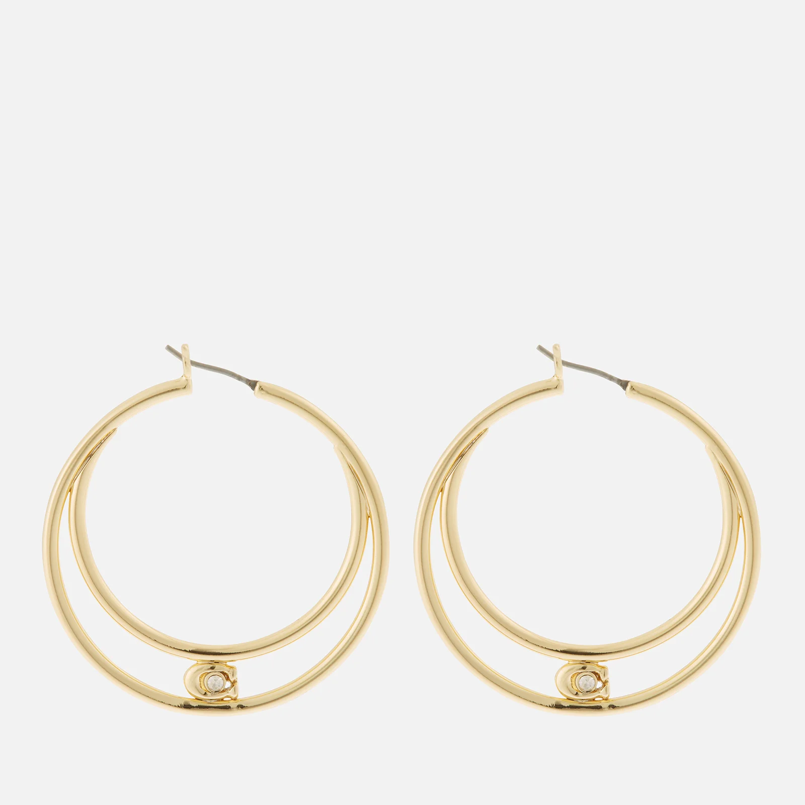 Coach Women's C Double Hoop Earrings - Gold Image 1