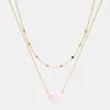 Coach Women's Enamel C Heart Double Chain Necklace - Gold/Pink Multi - Image 1