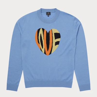 PS Paul Smith Women's Love Knitted Pullover Crewneck - Blue