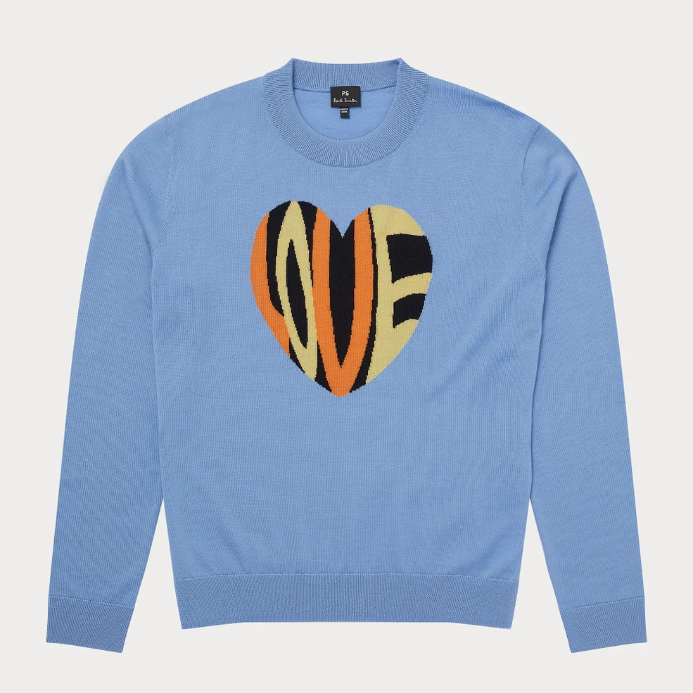 PS Paul Smith Women's Love Knitted Pullover Crewneck - Blue Image 1
