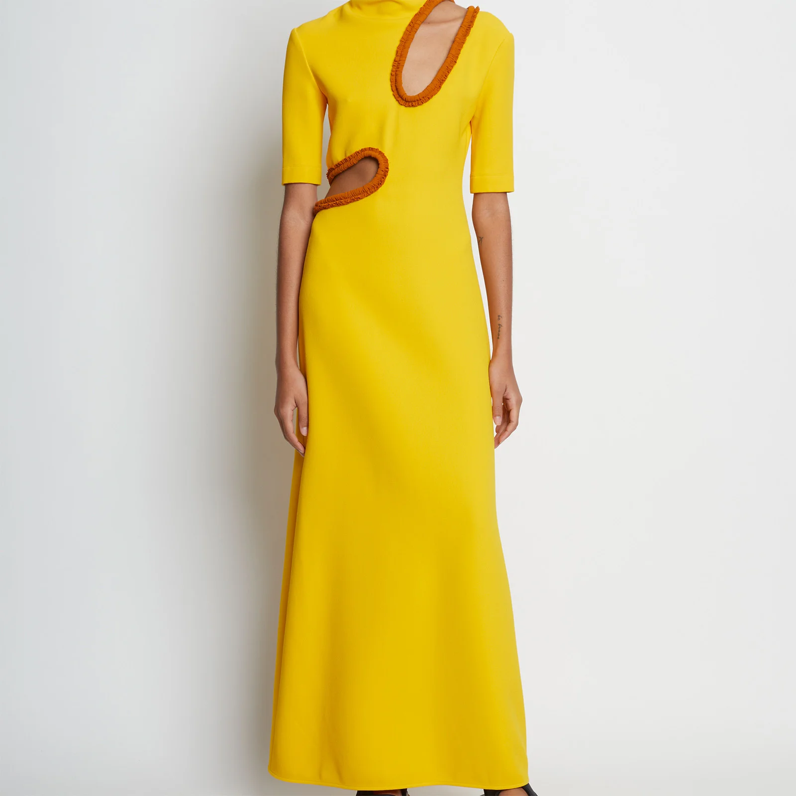 Proenza Schouler Women's Bi-Stretch Crepe Cut Out Dress - Lemon Image 1