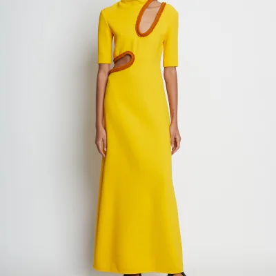 Proenza Schouler Women's Bi-Stretch Crepe Cut Out Dress - Lemon