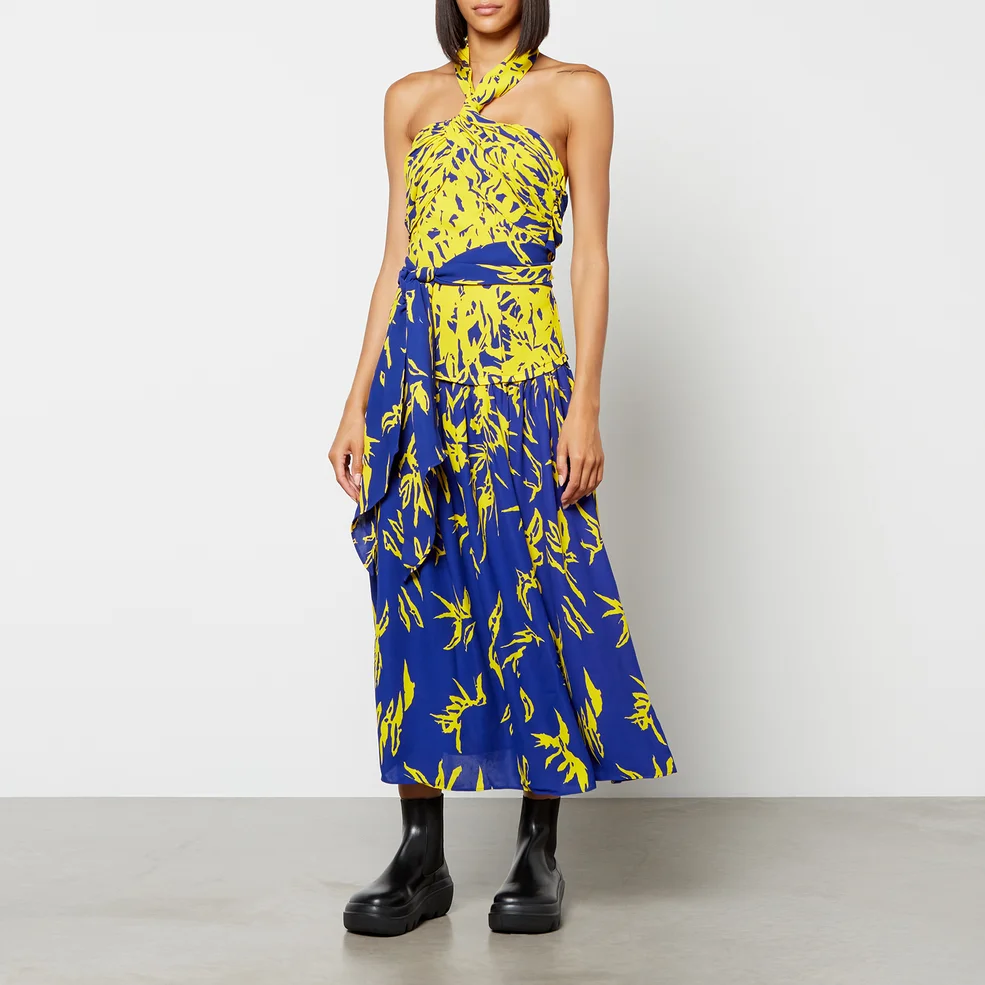 Proenza Schouler Women's Degrade Floral Halter Dress - Cobalt Mult Image 1