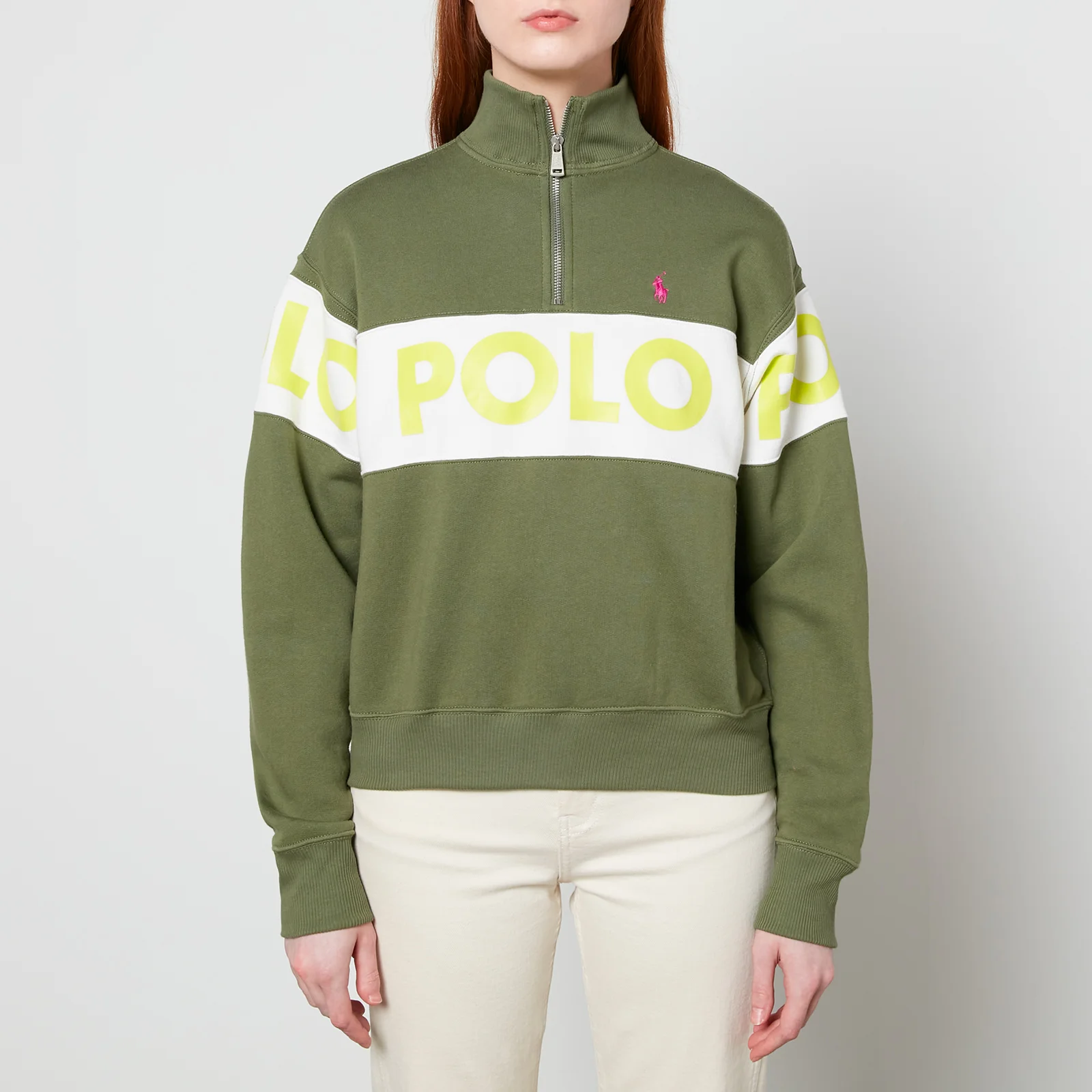 Polo Ralph Lauren Women's Half Zip Sweatshirt - Army Olive Image 1