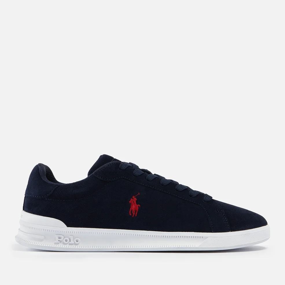 Polo Ralph Lauren Men's Heritage Court Suede Cupsole Trainers - Hunter Navy/RL200 Red Image 1