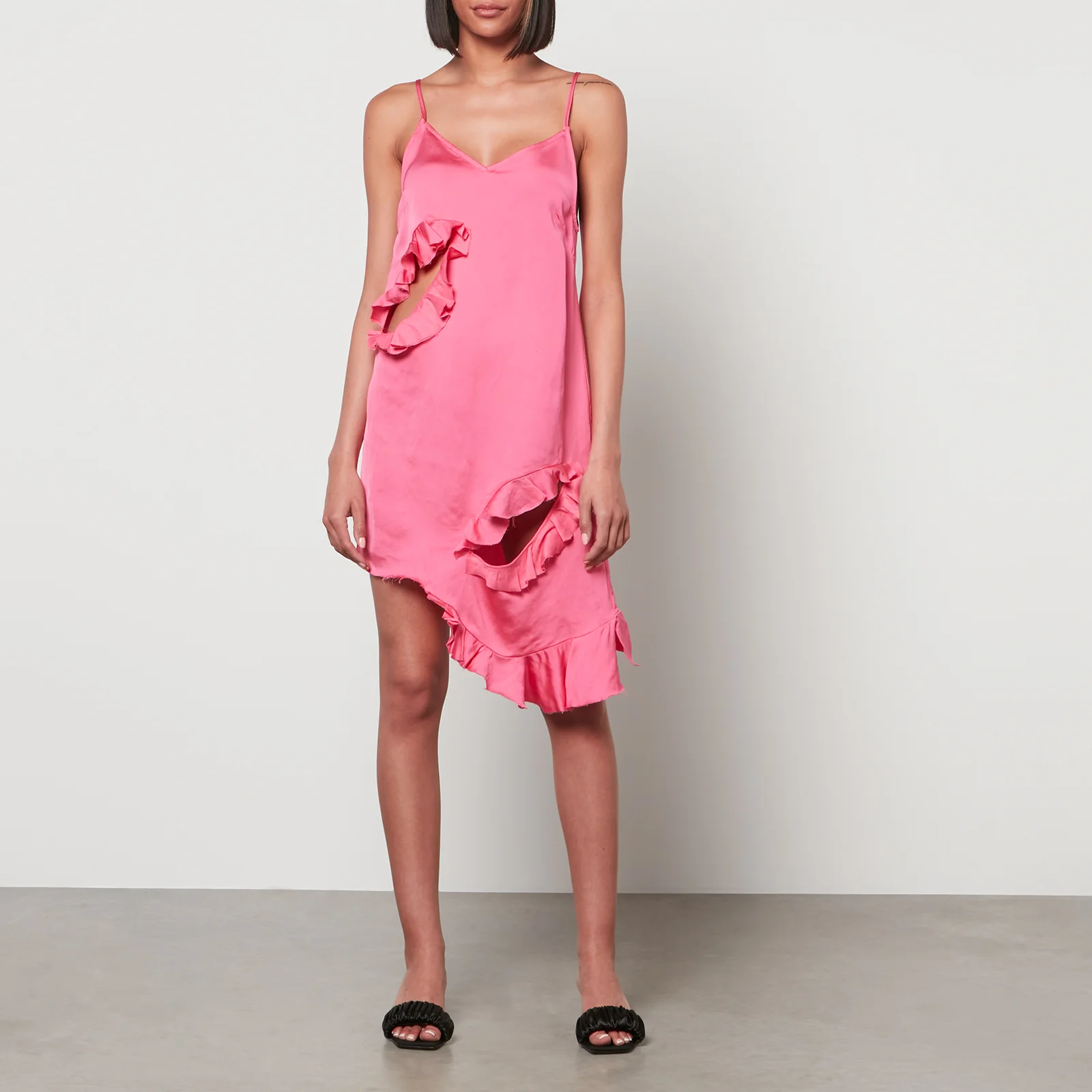 Marques Almeida Women's Slip Dress With Flounces - Pink Image 1