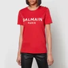 Balmain Women's Short Sleeve 3 Button Printed Balmain T-Shirt - Rouge/Blanc - Image 1