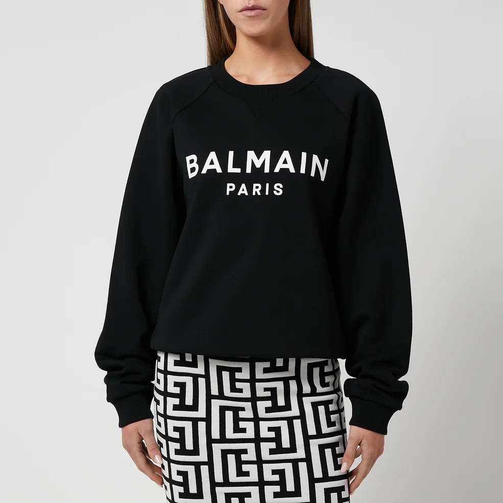 Balmain Women's Printed Balmain Sweatshirt - Blanc/Noir Image 1