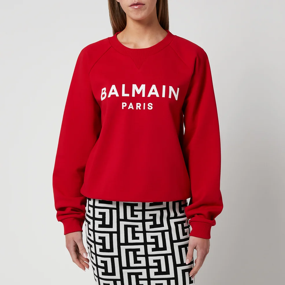 Balmain Women's Printed Balmain Sweatshirt - Rouge/Blanc Image 1