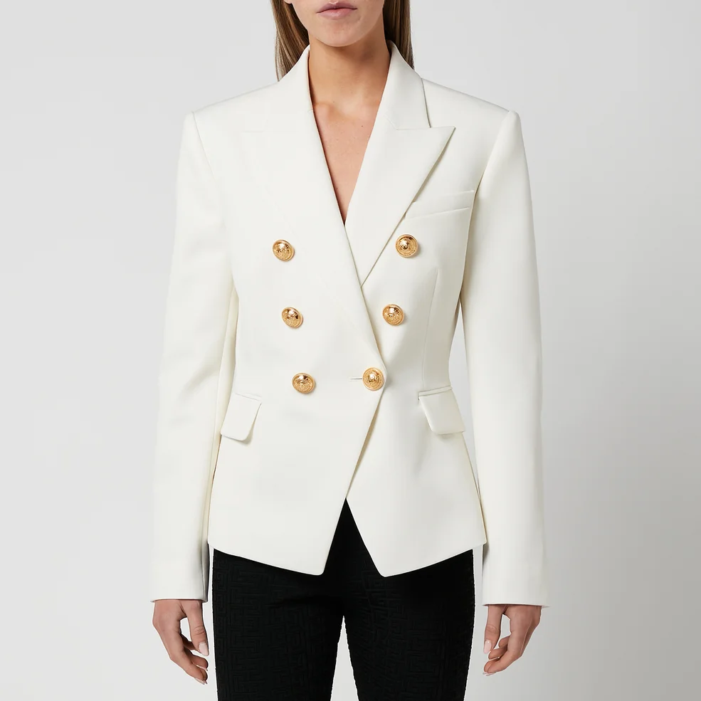 Balmain Women's 6 Button Grain De Poudre Jacket - Blanc Image 1