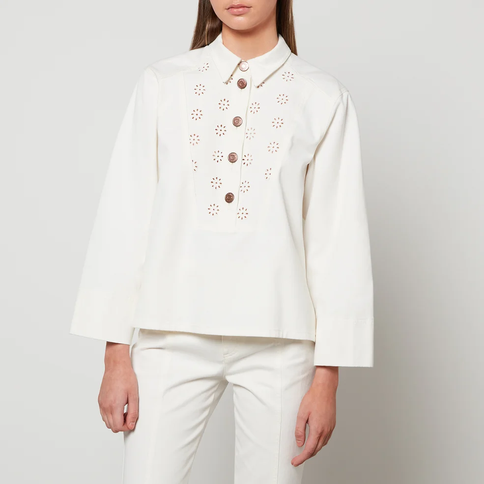 See By Chloé Women's Broderie Anglaise Denim Jacket - White Image 1