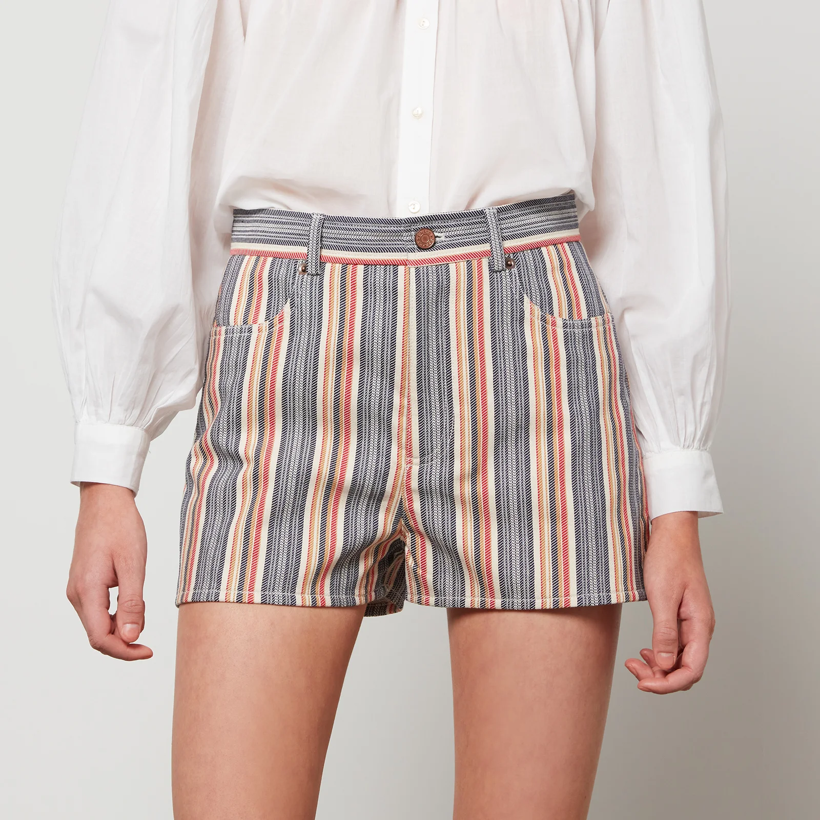 See By Chloé Women's Organic Fancy Striped Denim Shorts - Multicolor Image 1