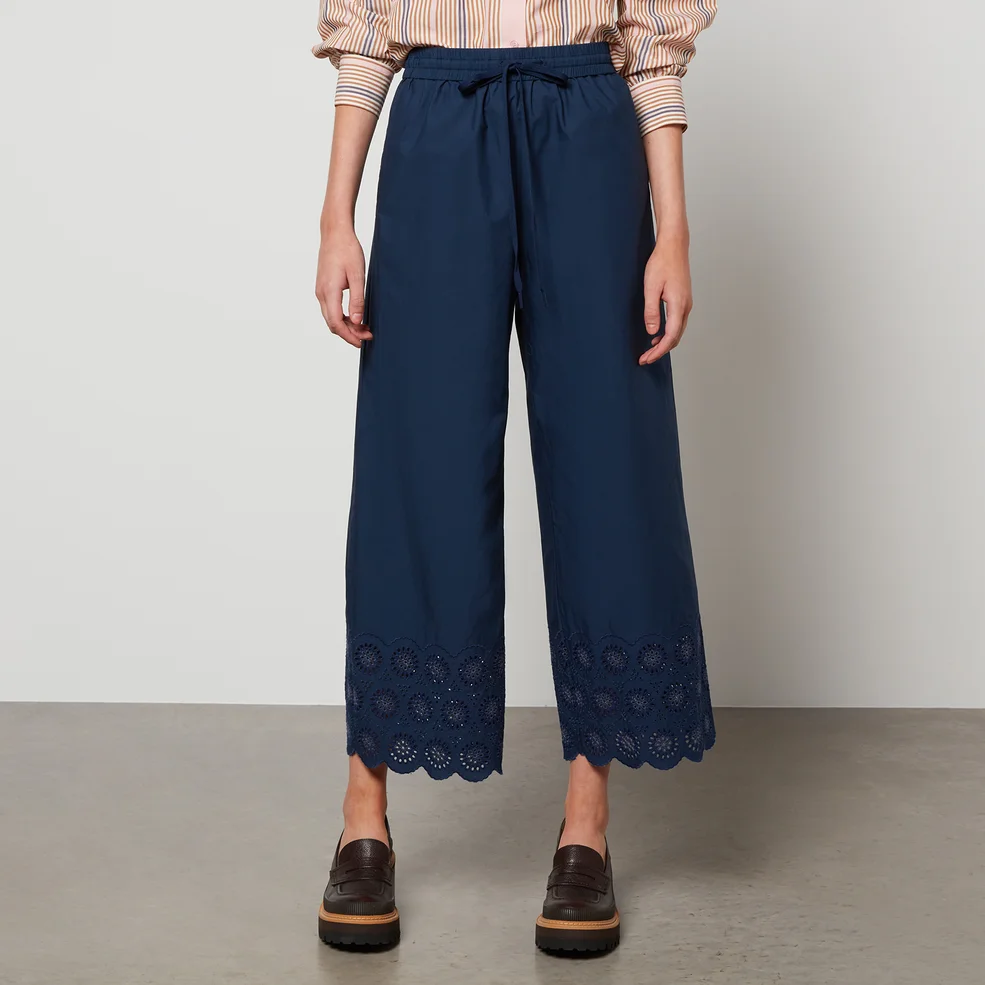 See By Chloe Women's Broderie Anglaise On Organic Cotton Trousers - Multicolor Blue 1 - Image 1