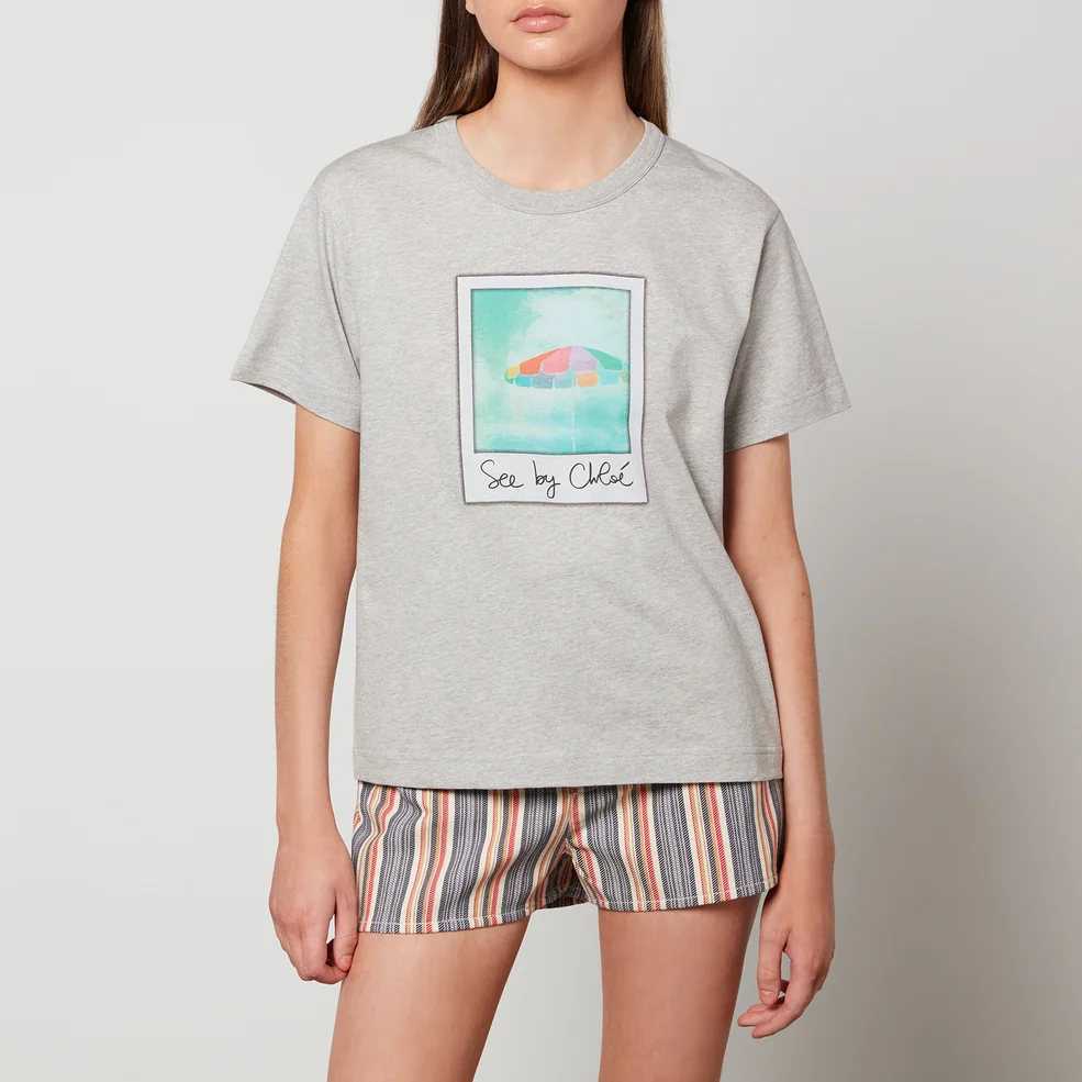 See By Chloé Women's Parasol On Organic Cotton Jersey T-Shirts - Vapor Grey Image 1