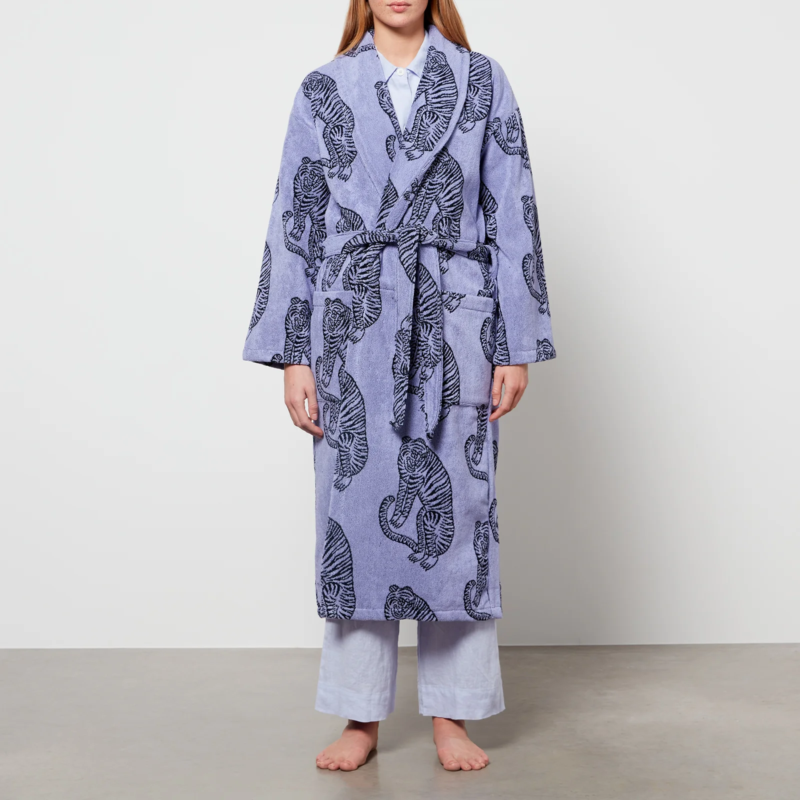 Desmond & Dempsey Women's Towel Robe Tiger - Lavender Image 1