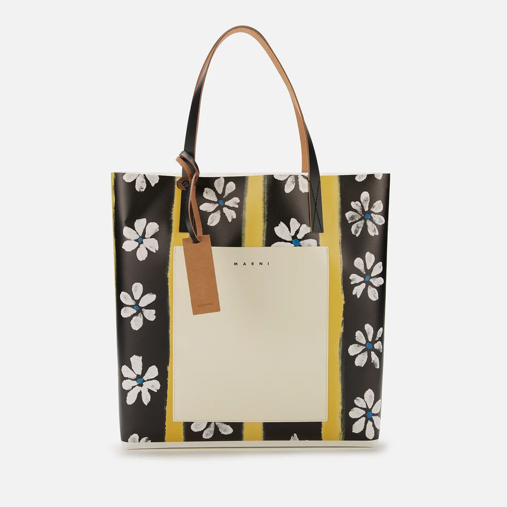 Marni Women's Flower Print Shopping Tote Bag - Black/Silk White Image 1