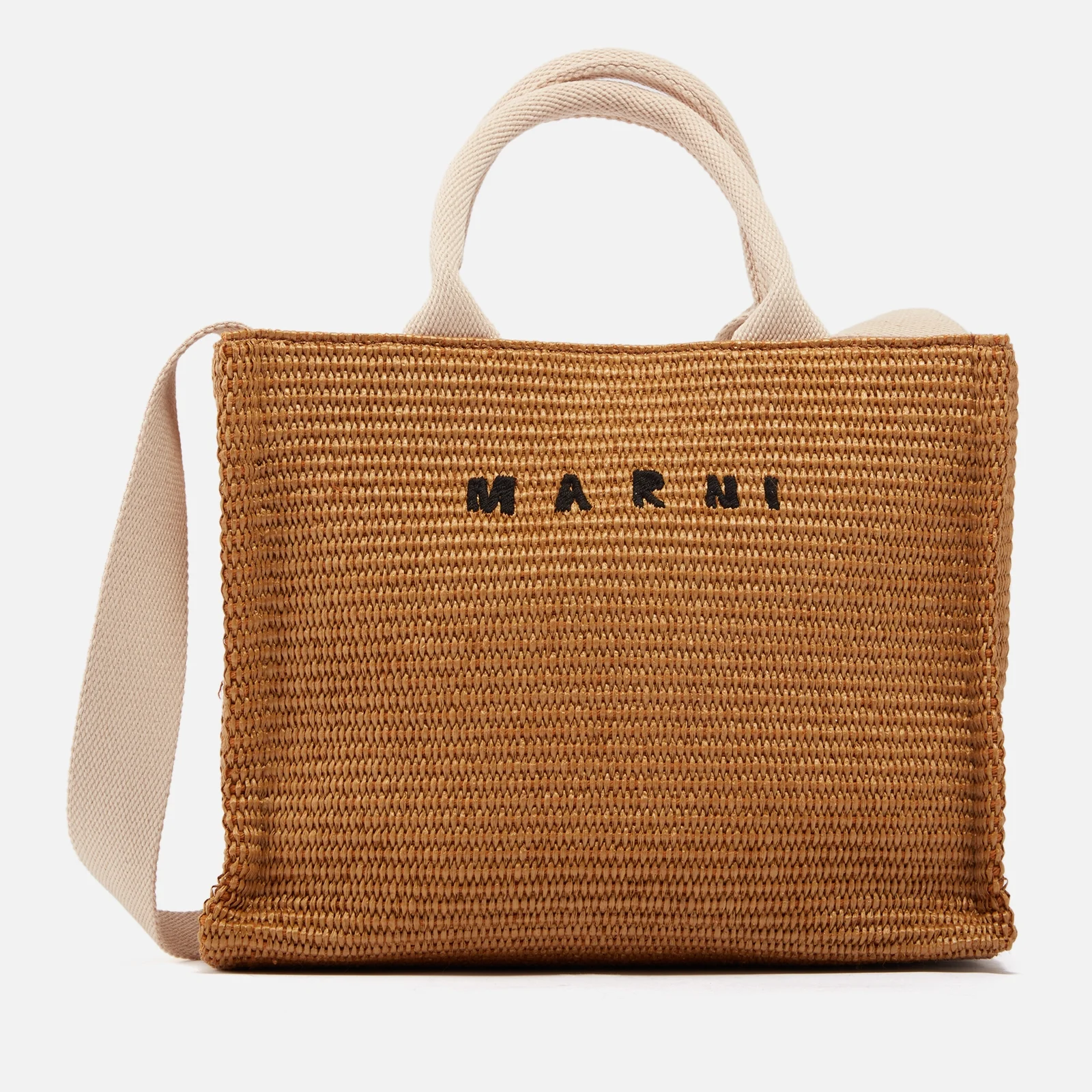 Marni Logo-Embroidered Faux Raffia Tote Bag Image 1