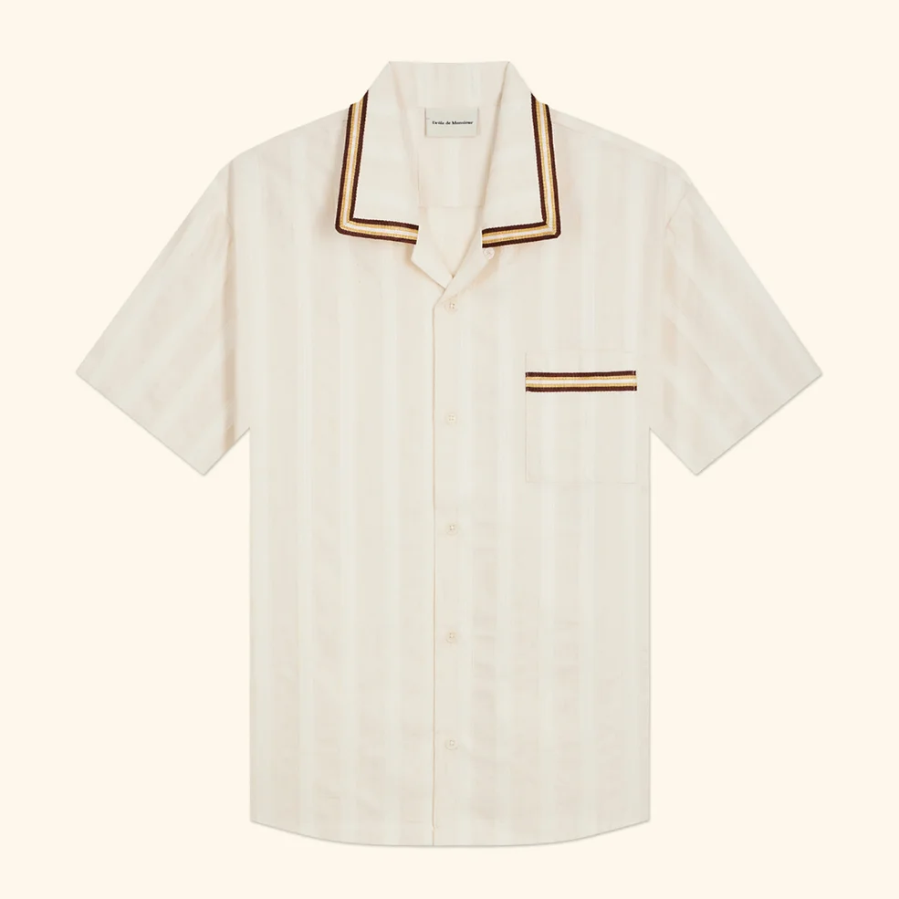 Drôle de Monsieur Men's Camp Collar Short Sleeve Shirt - Ecru Image 1