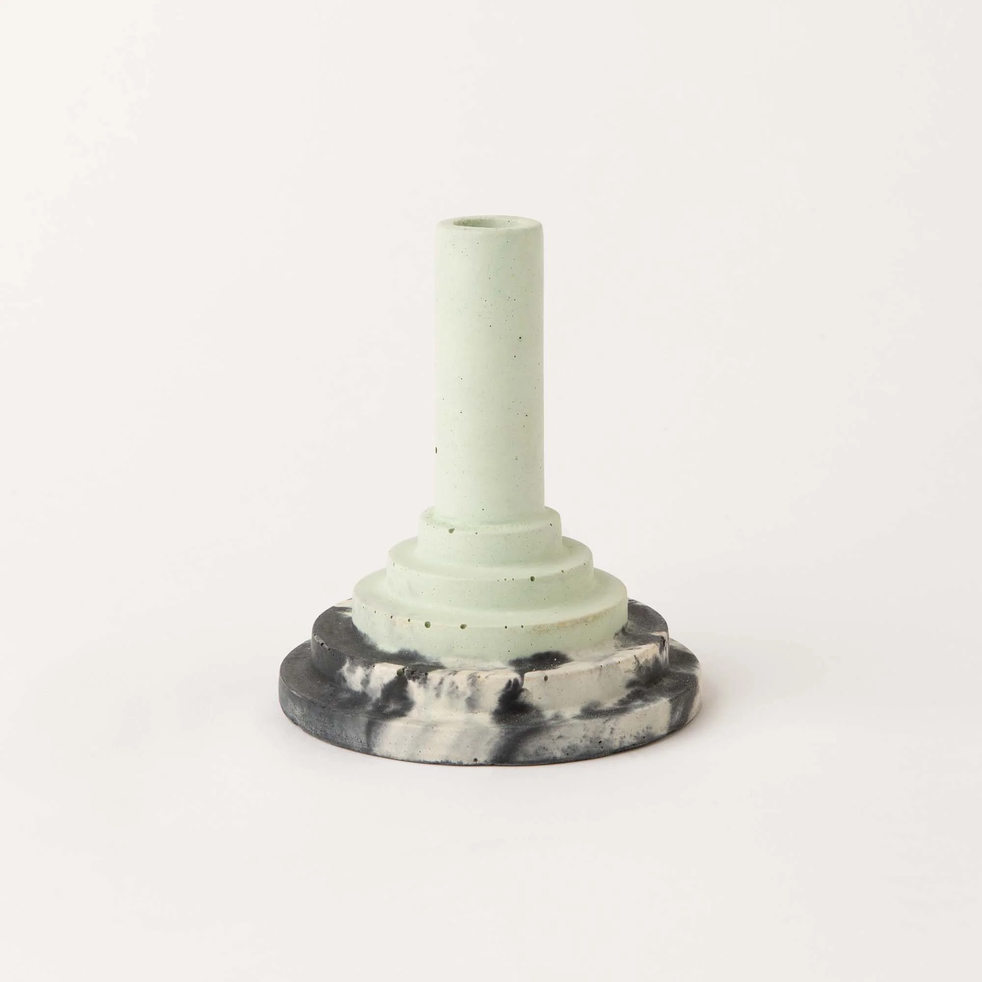 Smith & Goat Disco Stick Concrete Candle Holder - Mint, Charcoal & White Image 1