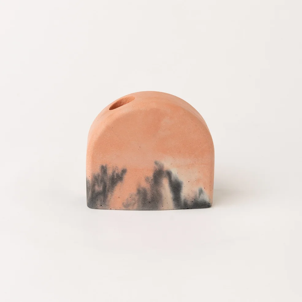 Smith & Goat Arch Concrete Candle Holder - Blush, Charcoal & White Image 1