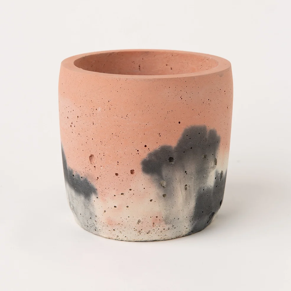 Smith & Goat Concrete Cylinder Pot - Blush, Charcoal & White - Large Image 1