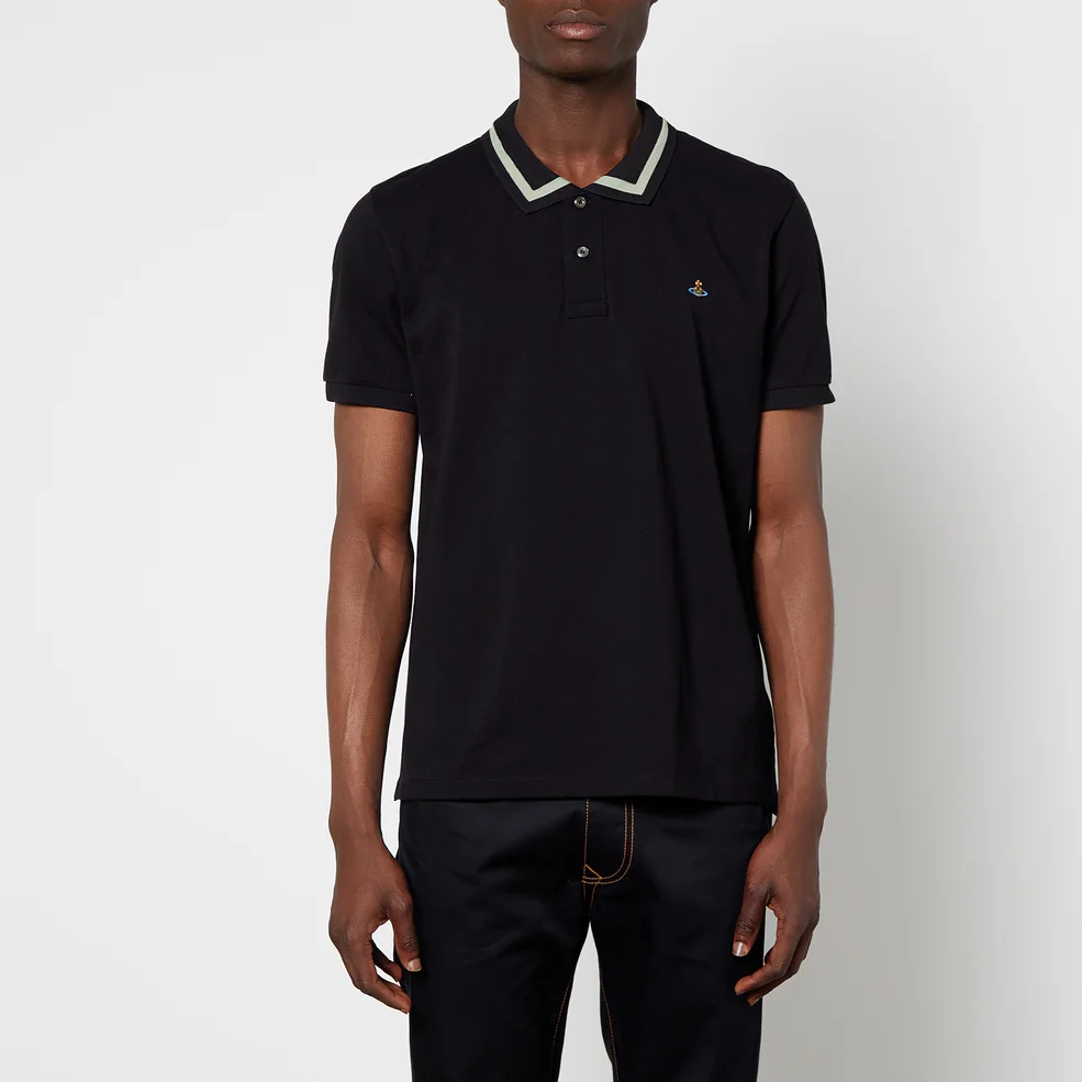 Vivienne Westwood Men's Stripe Collar Classic Polo Shirt - Black Image 1