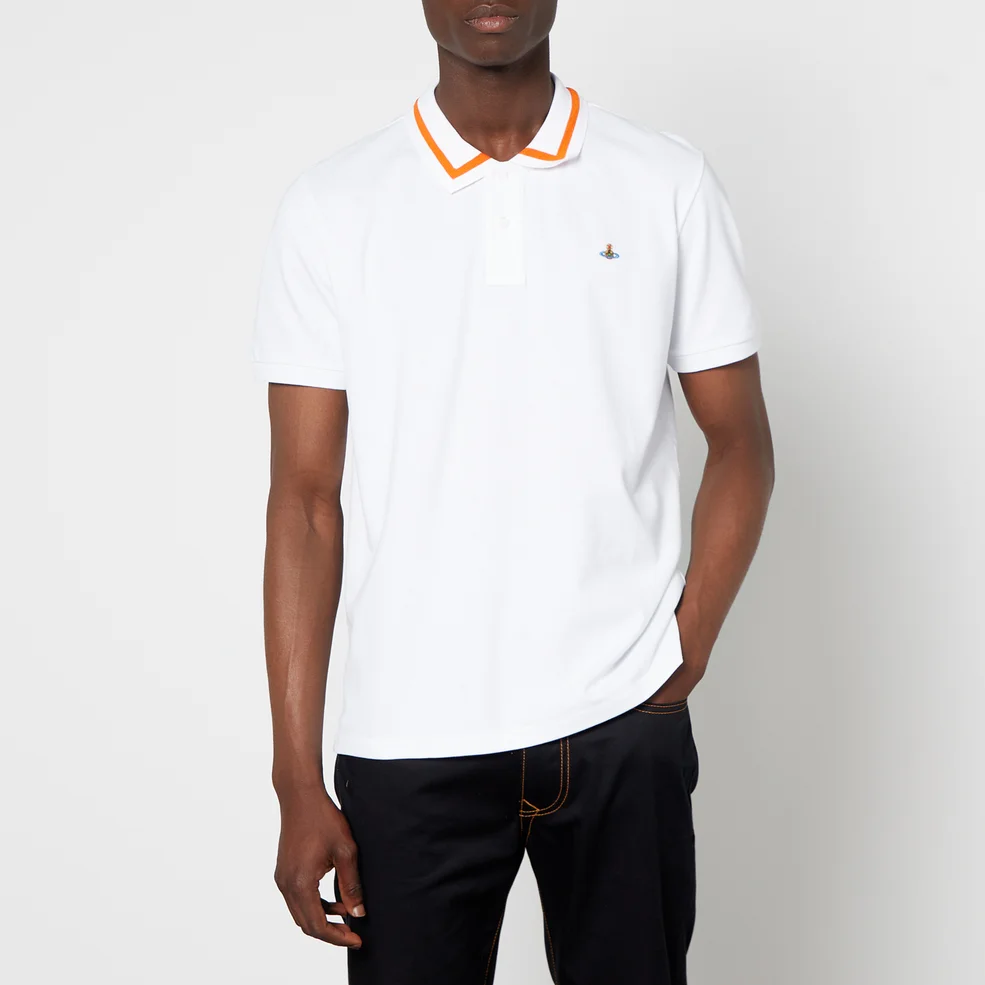 Vivienne Westwood Men's Stripe Collar Classic Polo Shirt - White Image 1