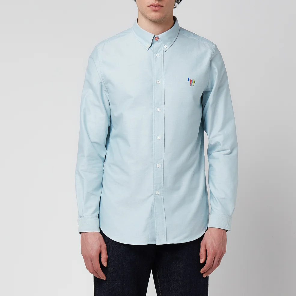 PS Paul Smith Men's Tailored Fit Long Sleeve Zebra Shirt - Blue Image 1