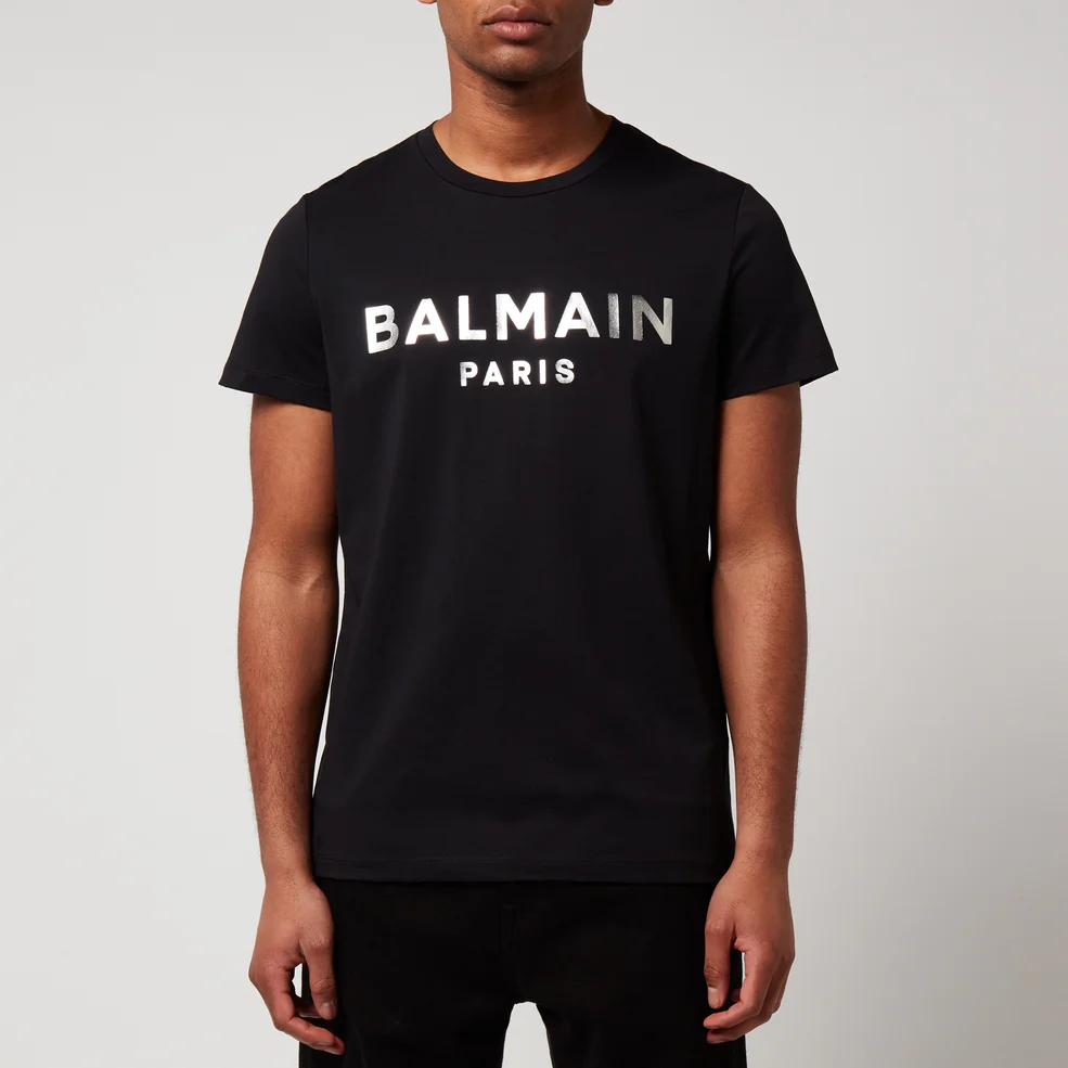 Balmain Men's Foil Logo T-Shirt - Black/Silver Image 1