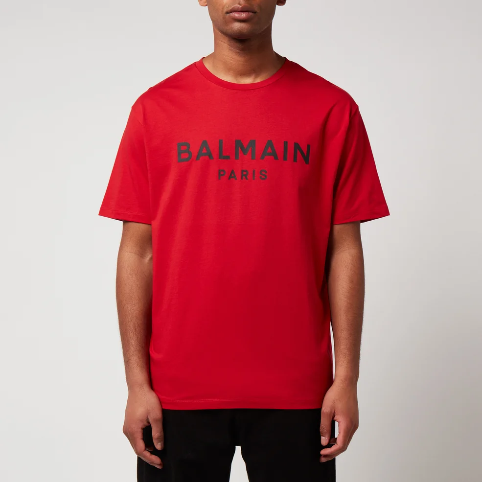 Balmain Men's Printed T-Shirt - Red/Black Image 1