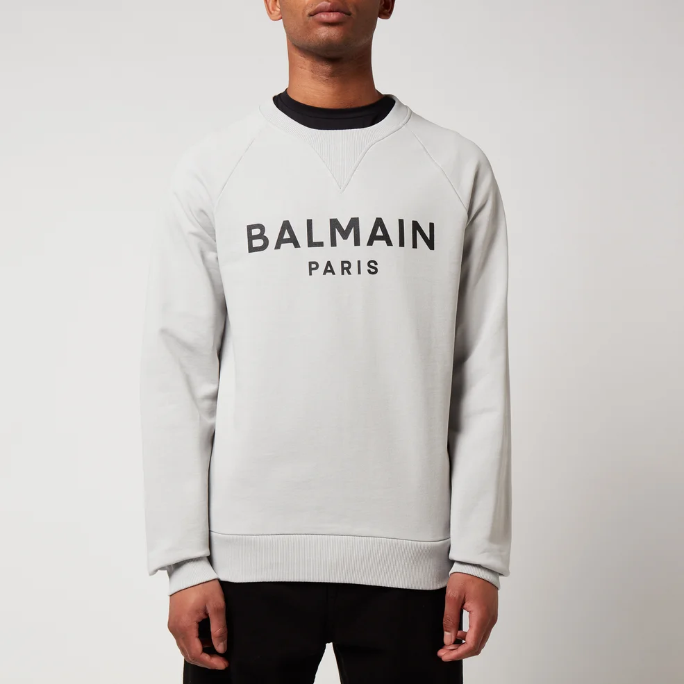 Balmain Men's Printed Sweatshirt - Grey/Black Image 1