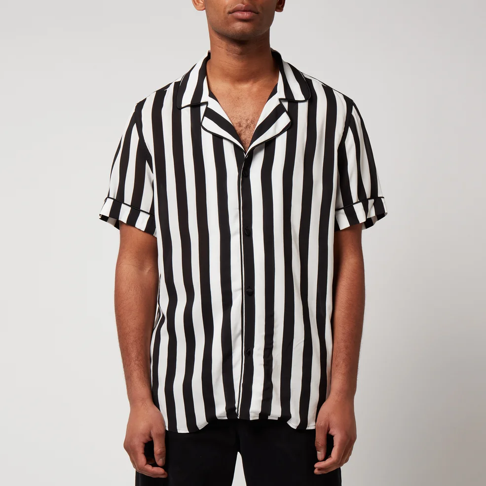 Balmain Men's Striped Pyjama Shirt - White/Black Image 1