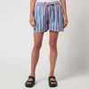 SZ Blockprints Women's Shorts In Thick Stripes - Faded Rose & London Blue - Image 1