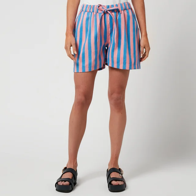 SZ Blockprints Women's Shorts In Thick Stripes - Faded Rose & London Blue