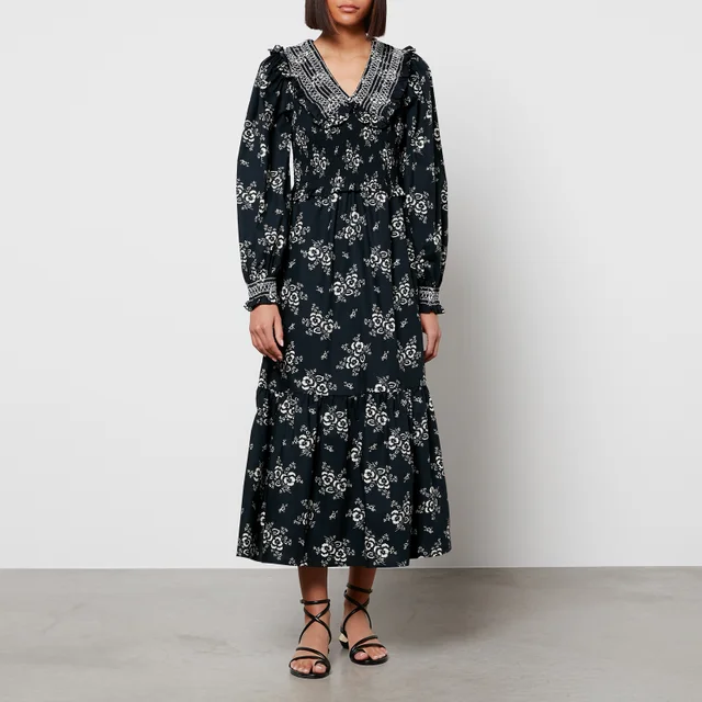 Sea New York Women's Alessia Print Long Sleeve Smocked Dress - Black