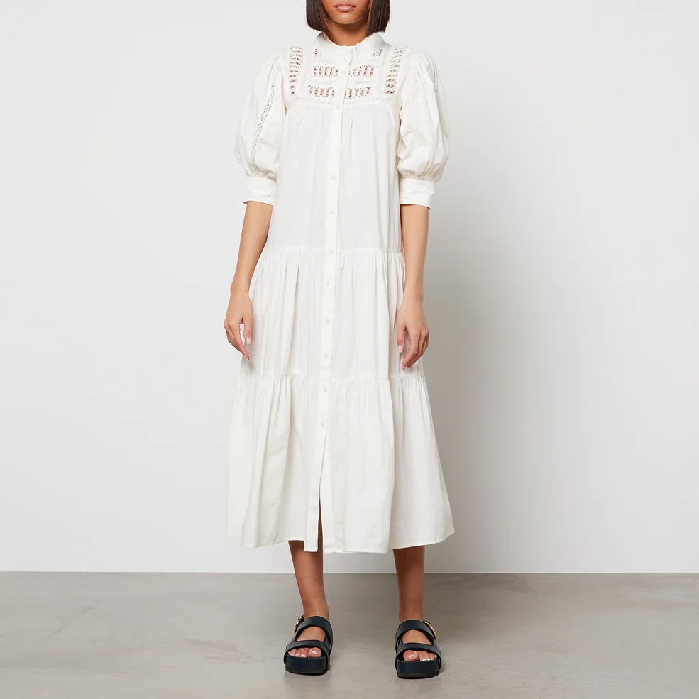 Sea New York Women's Thora Thread Pull Long Sleeve Midi Dress - Cream Image 1