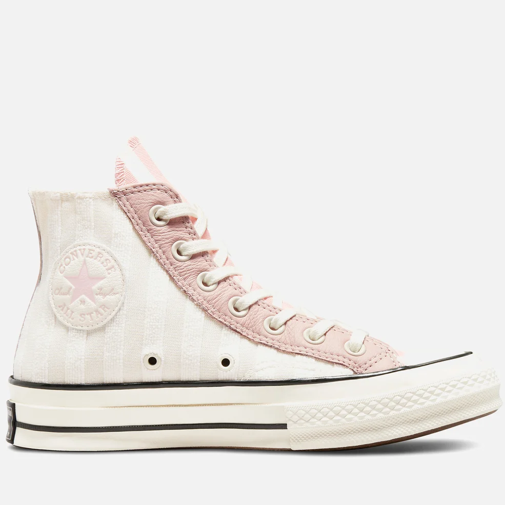 Converse Women's Chuck 70 Striped Terry Cloth Hi-Top Trainers - Egret/Pink Clay/Black Image 1