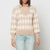 Kitri Women's Lorna Camel Diamond Zip Up Sweater - Camel/Ivory - Image 1