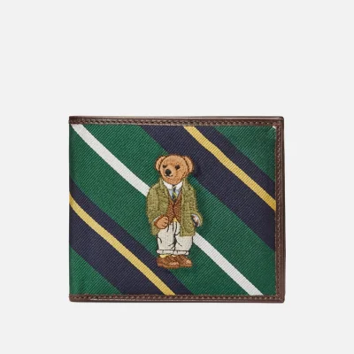 Polo Ralph Lauren Men's Tie Silk Bear Label Bifold Coin Wallet - Multi