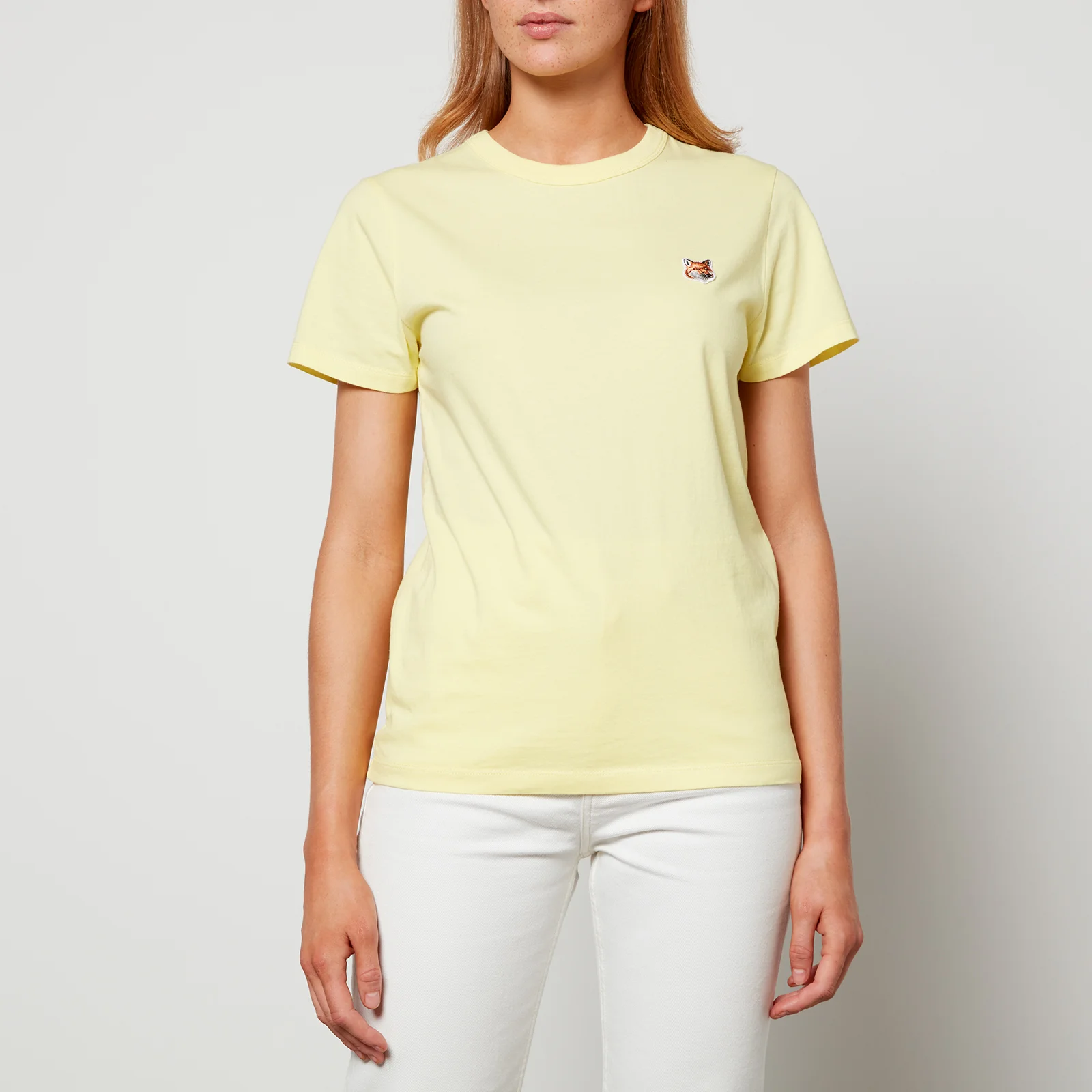 Maison Kitsuné Women's Fox Head Patch Classic T-Shirt - Light Yellow Image 1