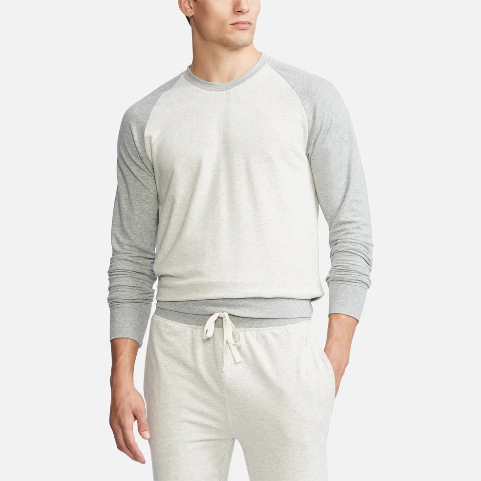 Polo Ralph Lauren Men's Lightweight Fleece Long Sleeve Top - Grey Colour Block Image 1