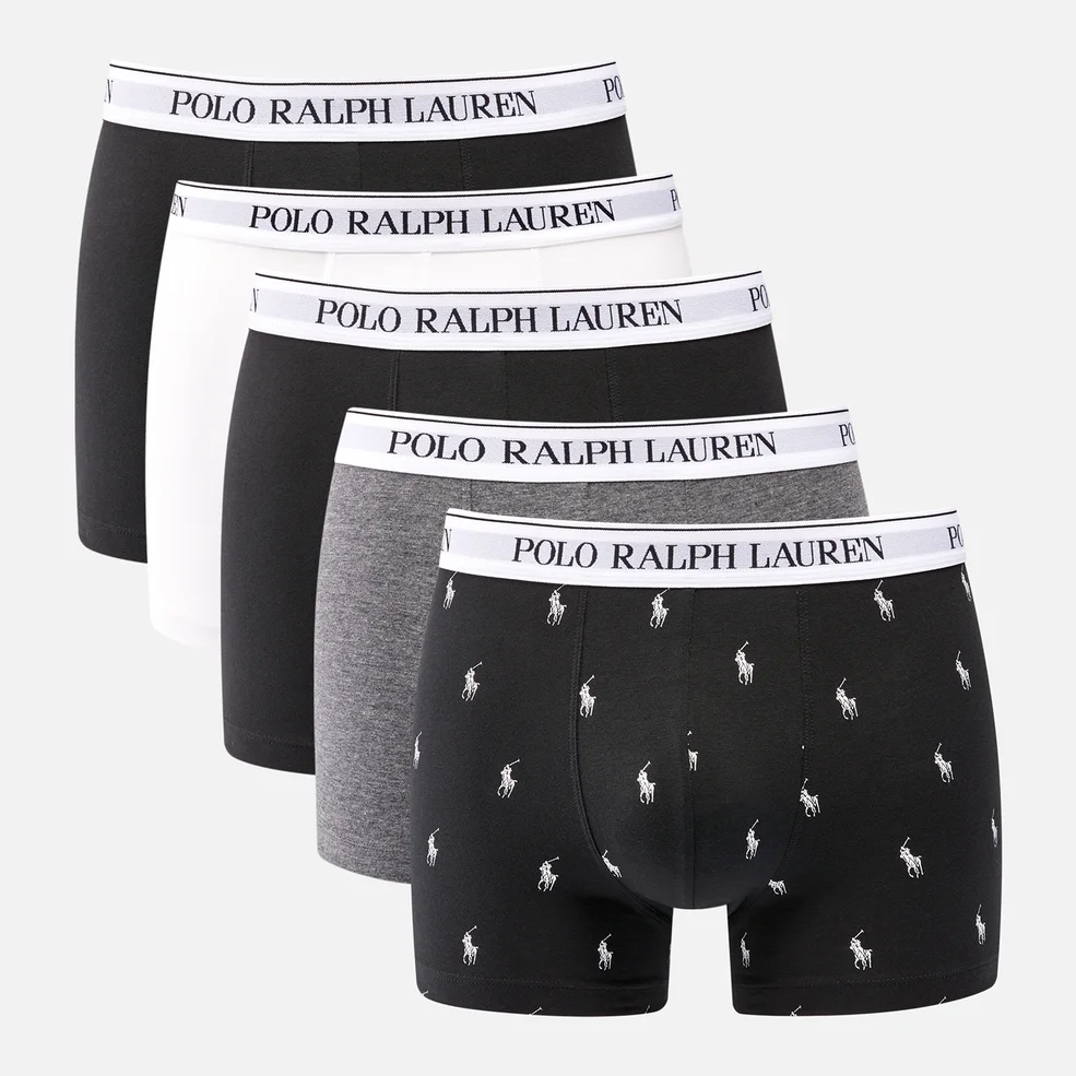 Polo Ralph Lauren Men's Classic 5 Pack Trunks - White/Black/Black/Charcoal Heather/Black PP Image 1