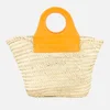 Hereu Women's Cabas Straw Tote Bag with Leather Strap - Orange - Image 1