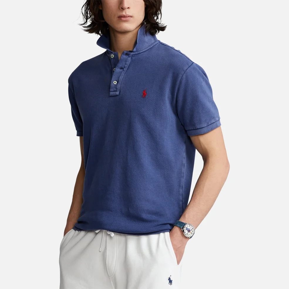 Polo Ralph Lauren Men's Custom Slim Fit Spa Terry Polo Shirt - Light Navy Image 1